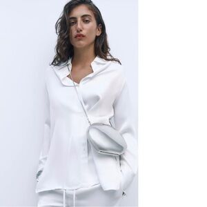 Zara Sleek Silver Clutch -NWT